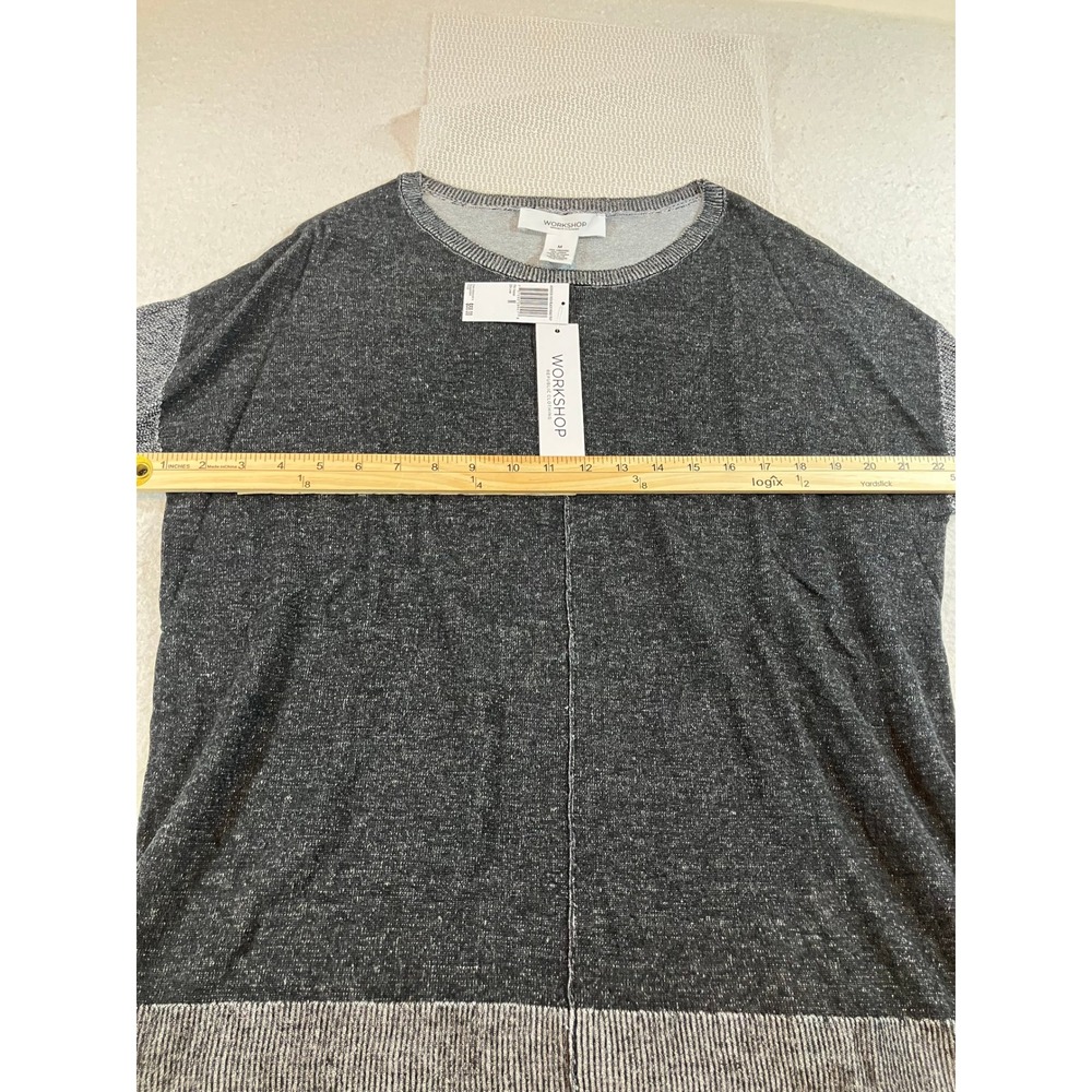 Workshop Womens Grey Knit Short Sleeve Top Size Medium NWT Charcoal Crewneck - Picture 3 of 6